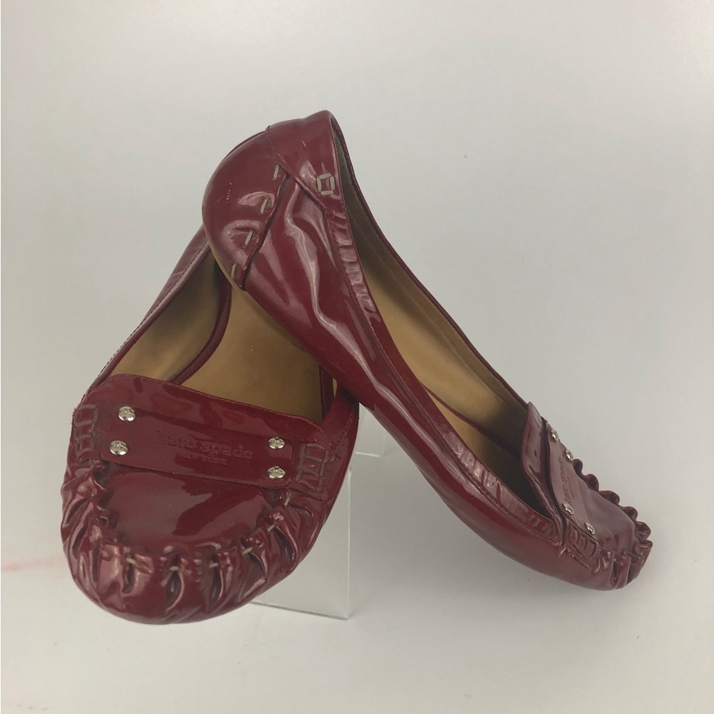 Kate Spade Burgundy patent Leather Loafers Size 8.5‎